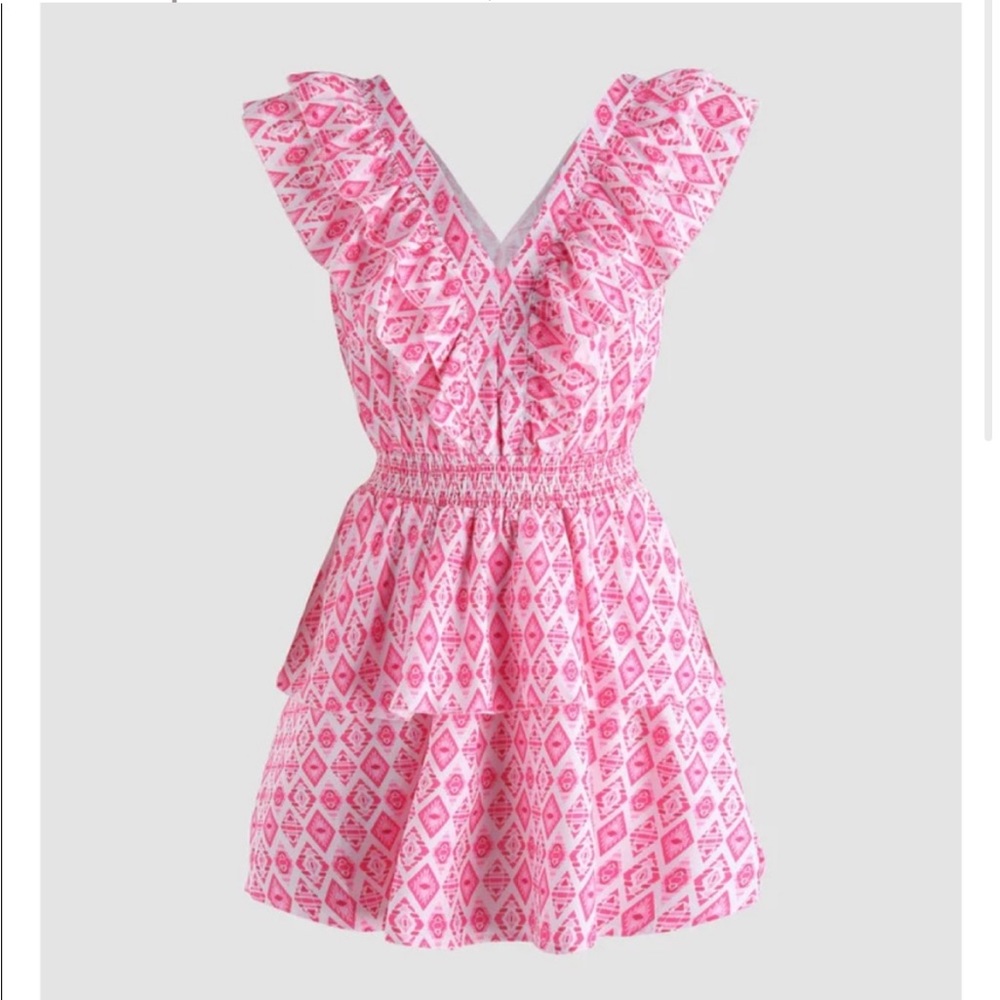 NWT LookSKY Pink & White ruffle dress - size S